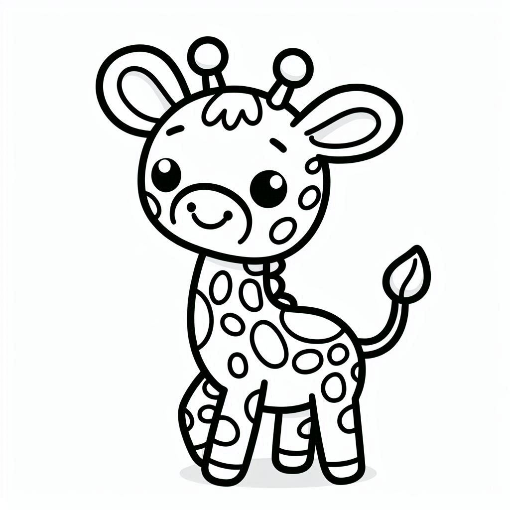 Coloriage Dessine une girafe mignonne à imprimer