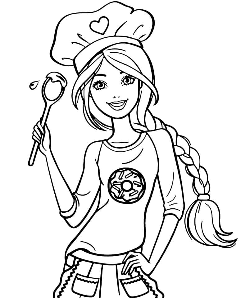 Coloriage Dessiner Barbie Chef à imprimer