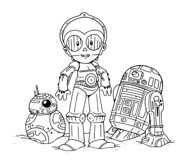 Coloriage Dessiner des droïdes Chibi Star Wars