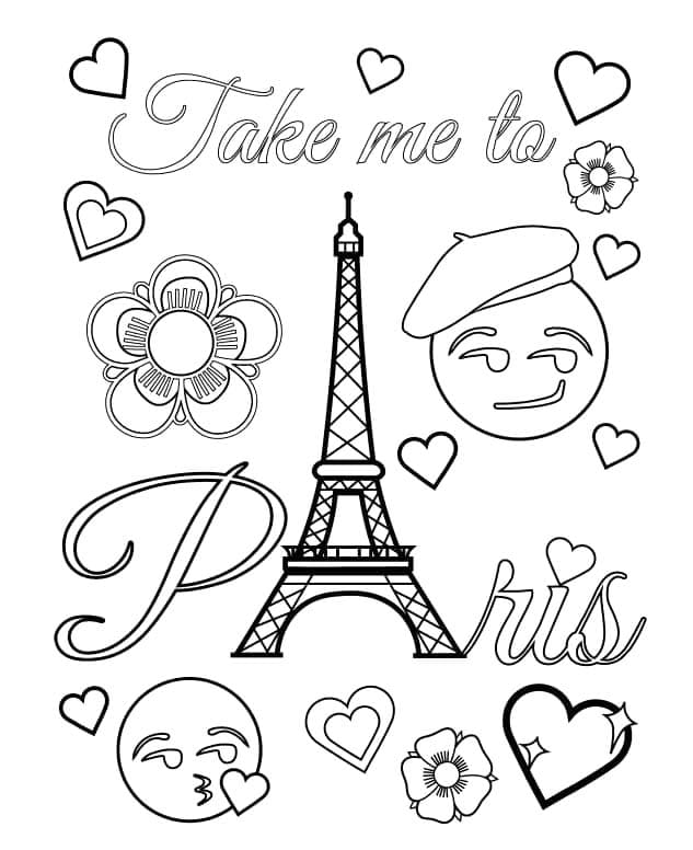 Coloriage Dessiner des émojis de Paris