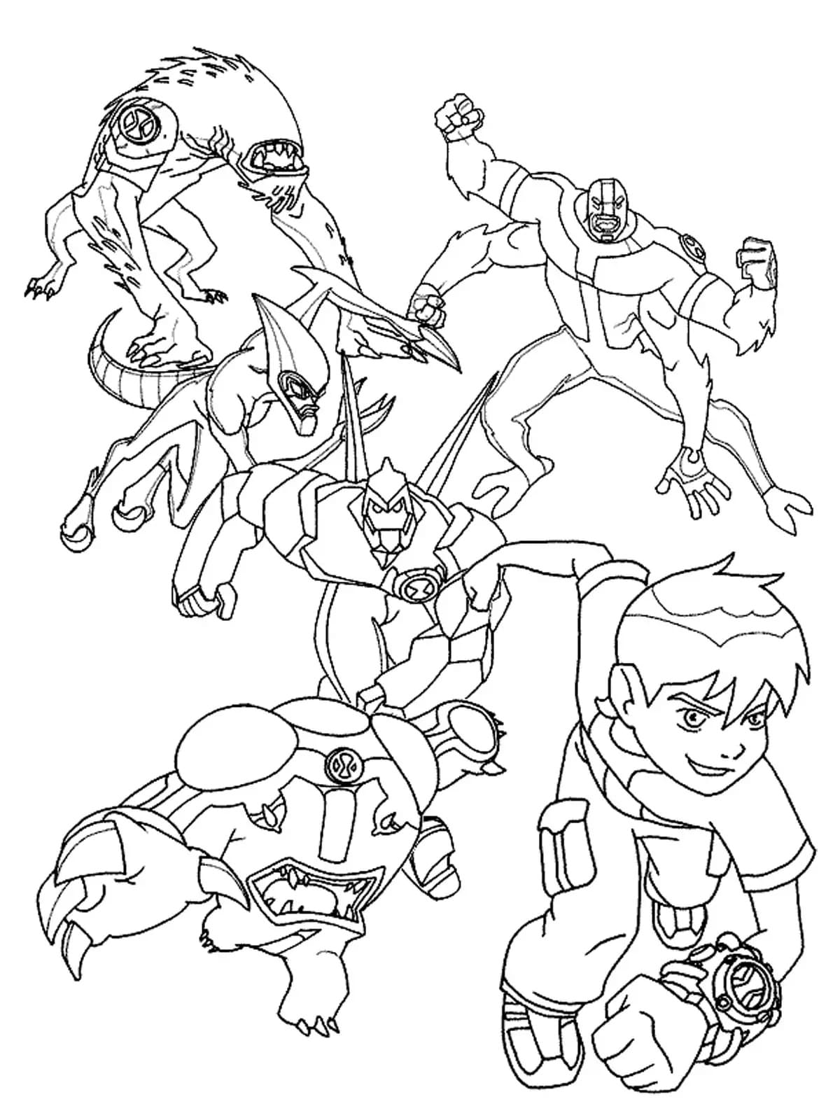 Coloriage Dessiner des extraterrestres dans Ben 10