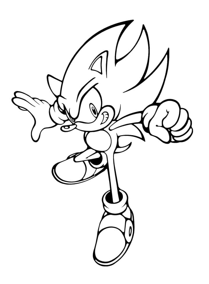 Coloriage Dessiner l’action de Sonic à imprimer