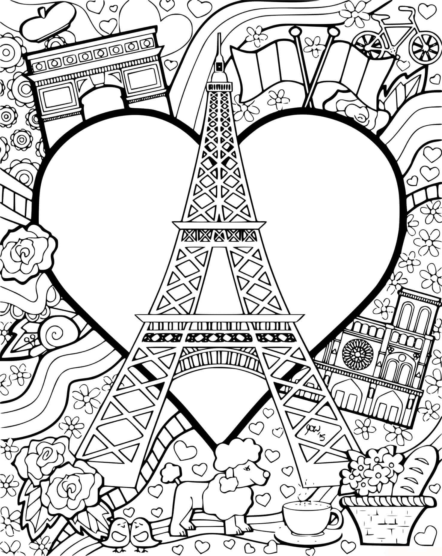 Coloriage Dessiner Paris en enfant