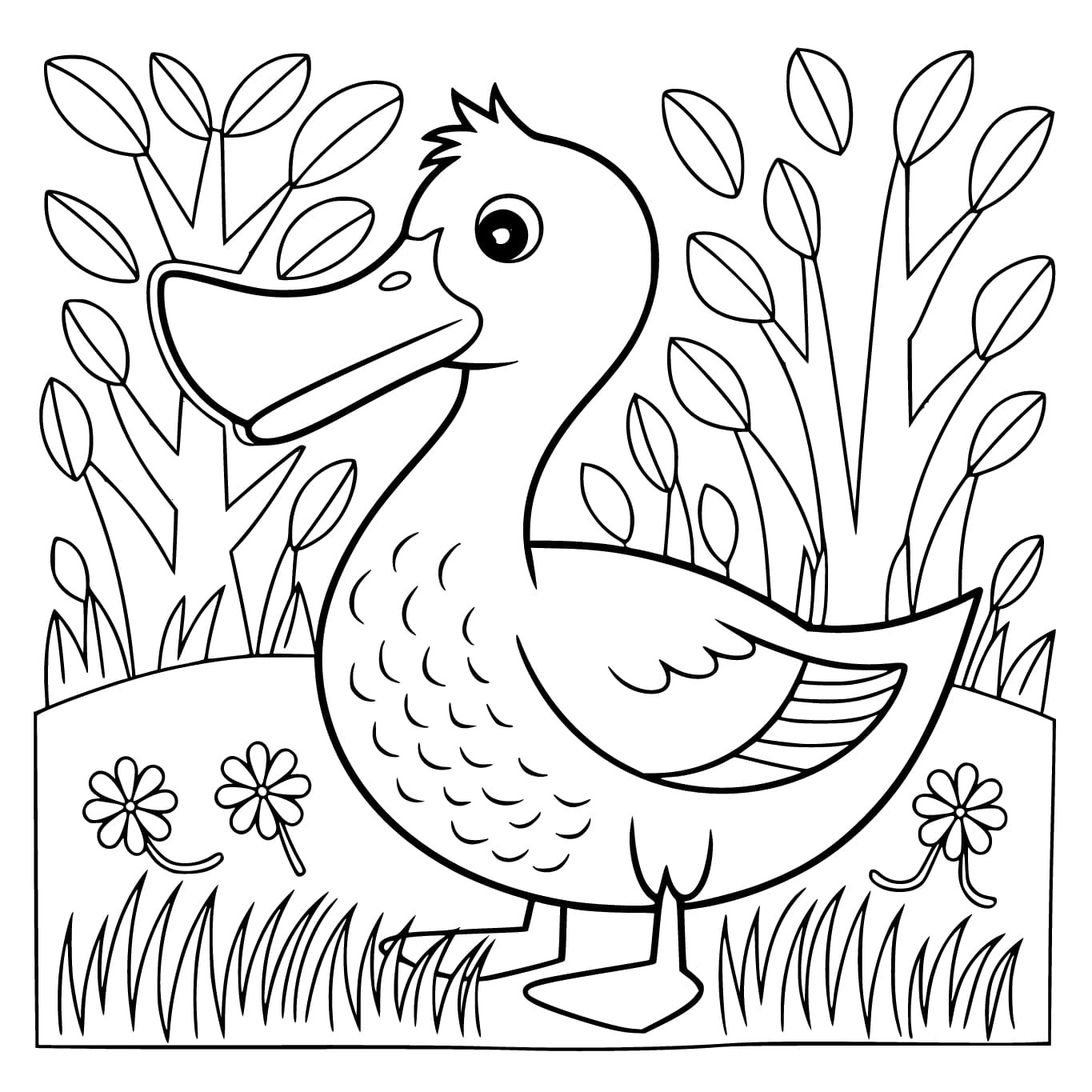 Coloriage Dessiner un canard basique gratuit