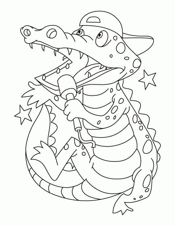 Coloriage Dessiner un crocodile chante