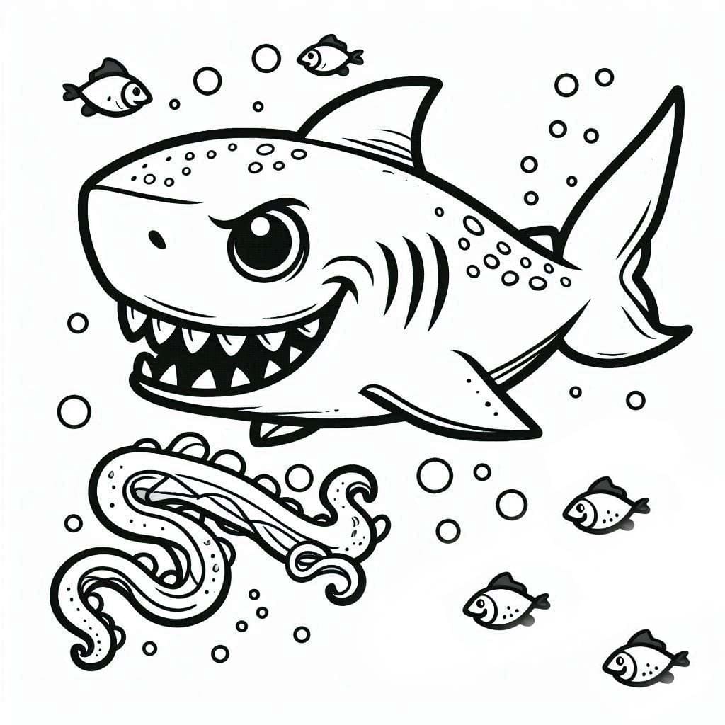 Coloriage Dessiner un requin imprimable