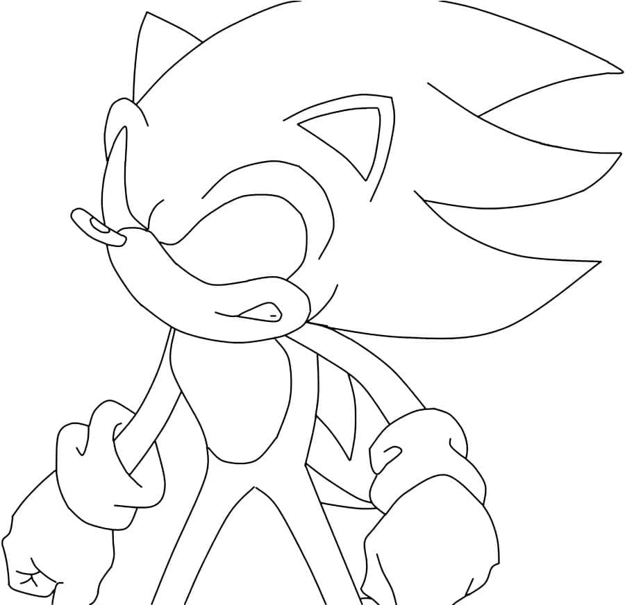 Coloriage Dessiner un Sonic simple à imprimer