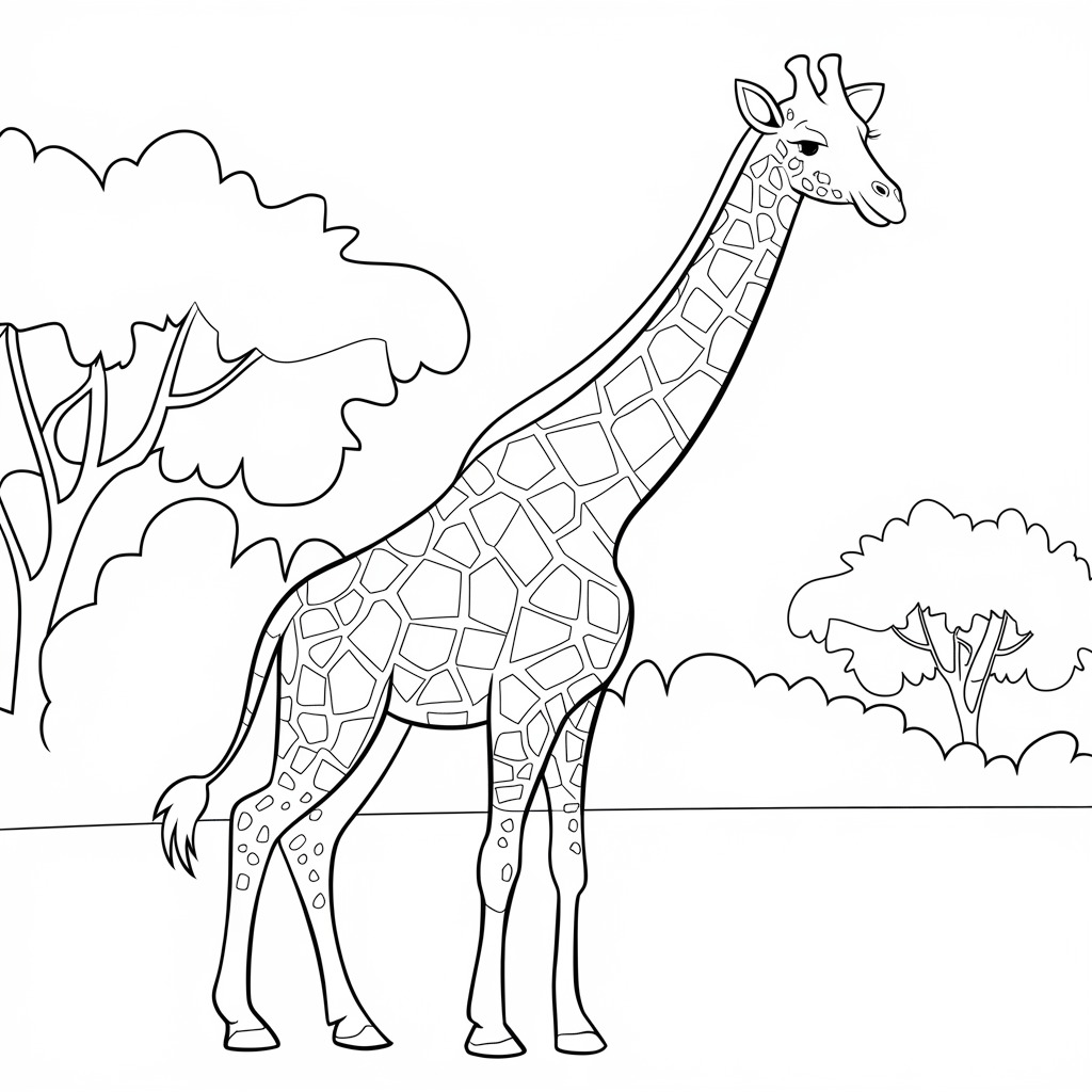 Coloriage Dessiner une image de base de girafe à imprimer