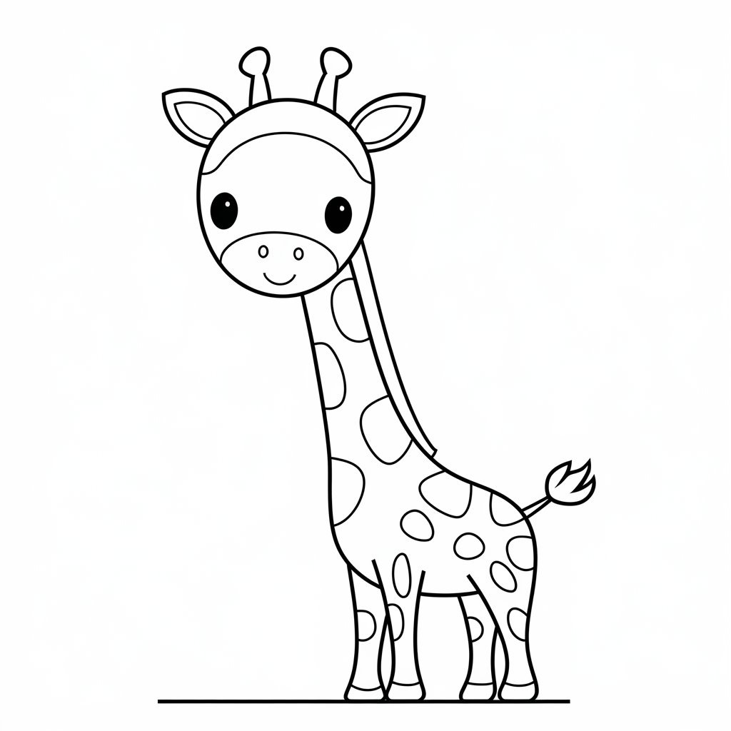 Coloriage Dessiner une image de girafe facilement à imprimer