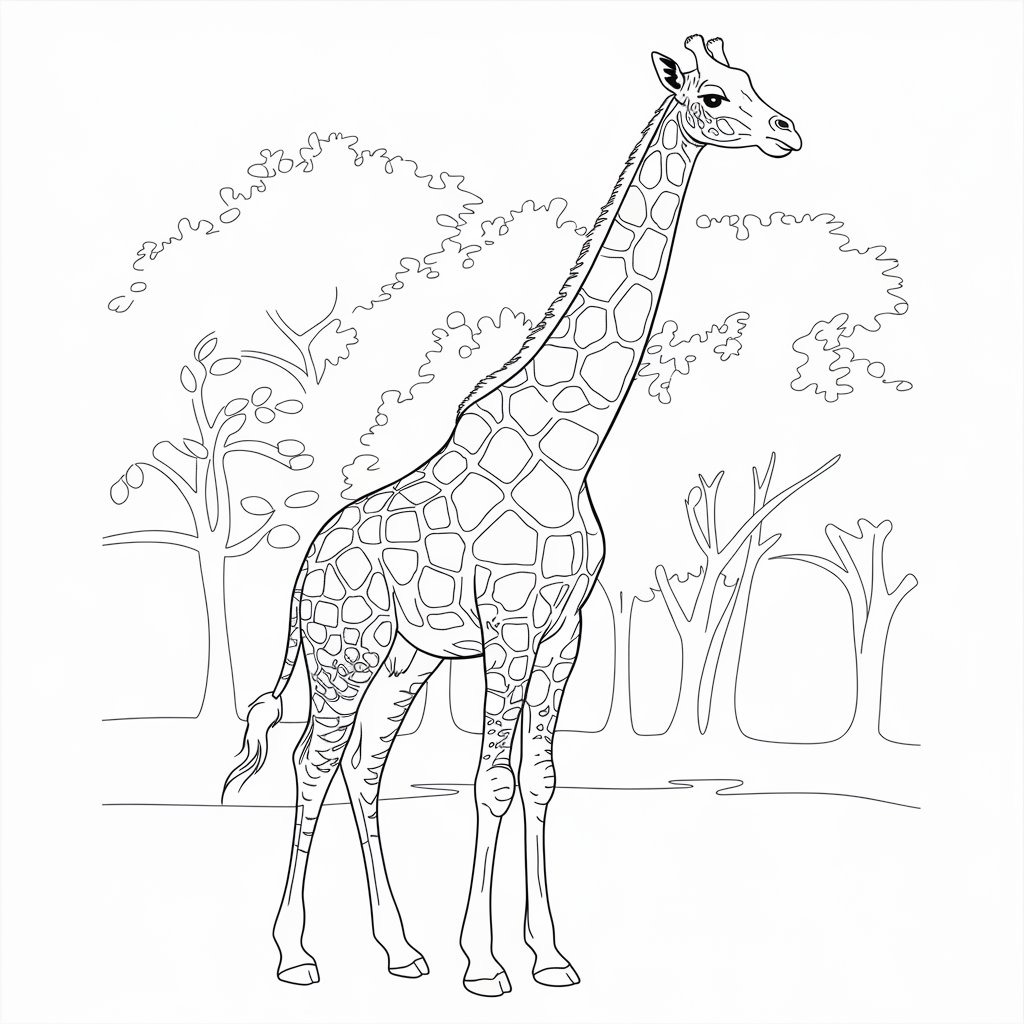 Coloriage Dessiner une image imprimable de girafe