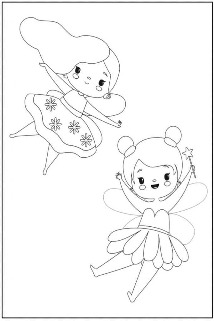 Coloriage Deux fées mignonnes