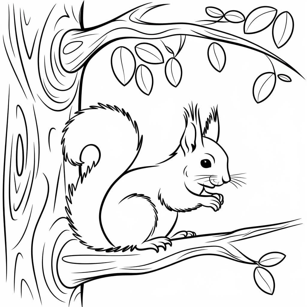 Coloriage Écureuil gratuit mignon