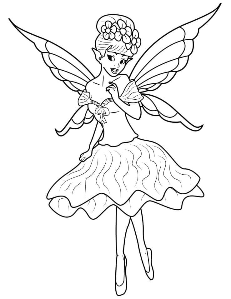 Coloriage Fée Disney avec une fleur