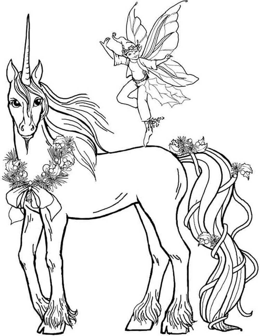 Coloriage Fée et Licorne