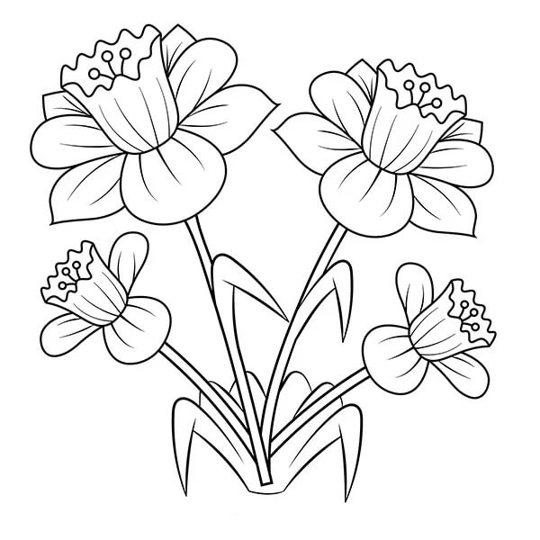 Coloriage Fleurs de base au printemps