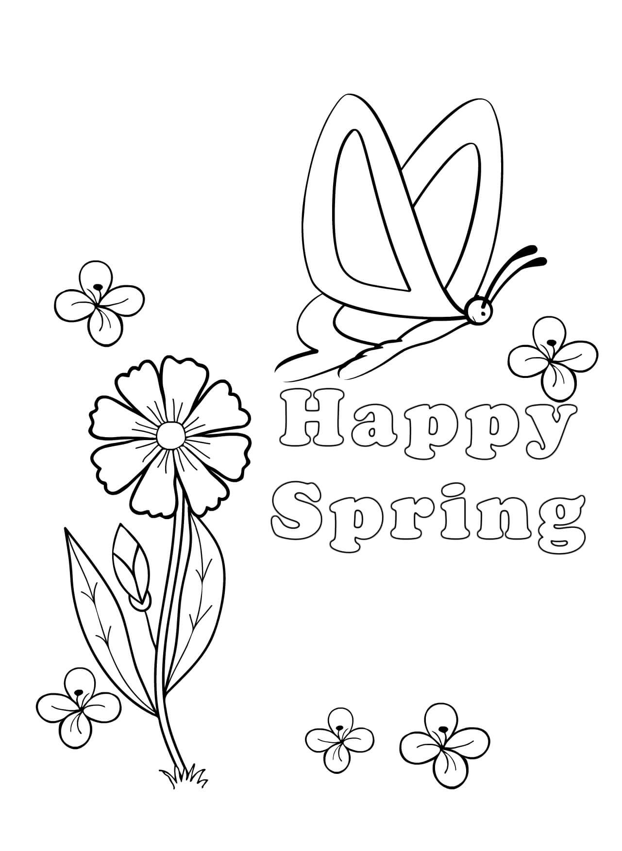 Coloriage Joyeux Printemps Gratuit