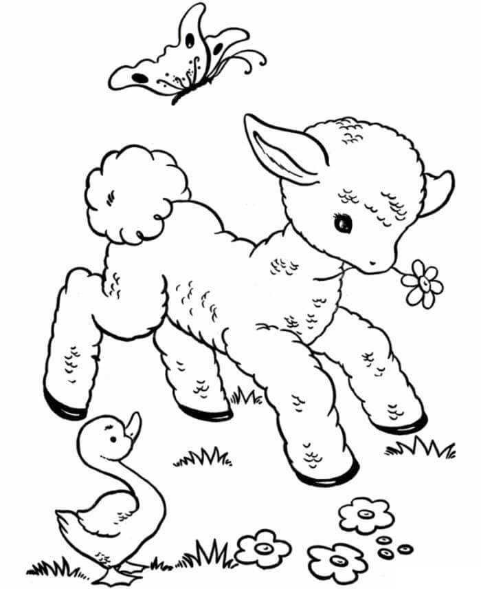 Coloriage Les petits animaux au printemps