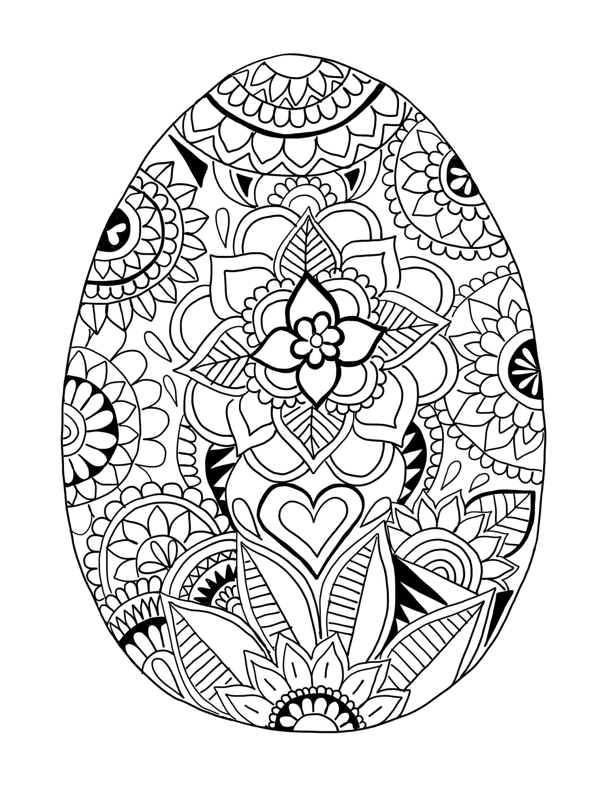 Coloriage Oeuf de Pâques pour adulte à imprimer