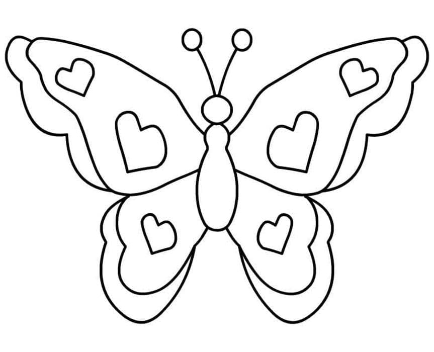 Coloriage Papillon avec des coeurs à imprimer