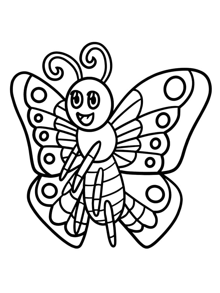 Coloriage Papillon de dessin animé mignon à imprimer