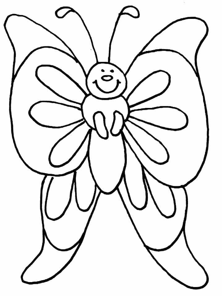 Coloriage Papillon joyeux imprimable à imprimer