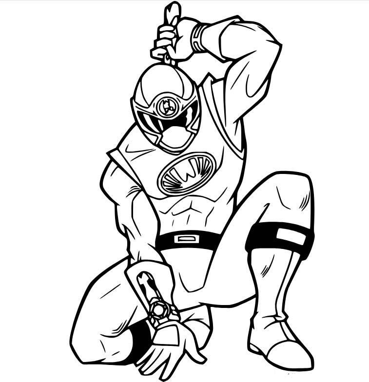 Coloriage Ranger Ninja tient son épée