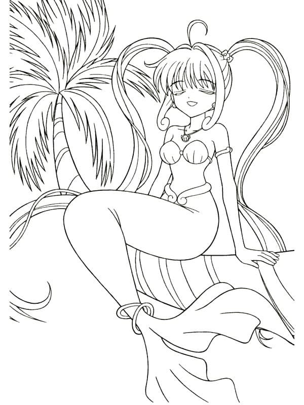 Coloriage Sirène Anime à imprimer