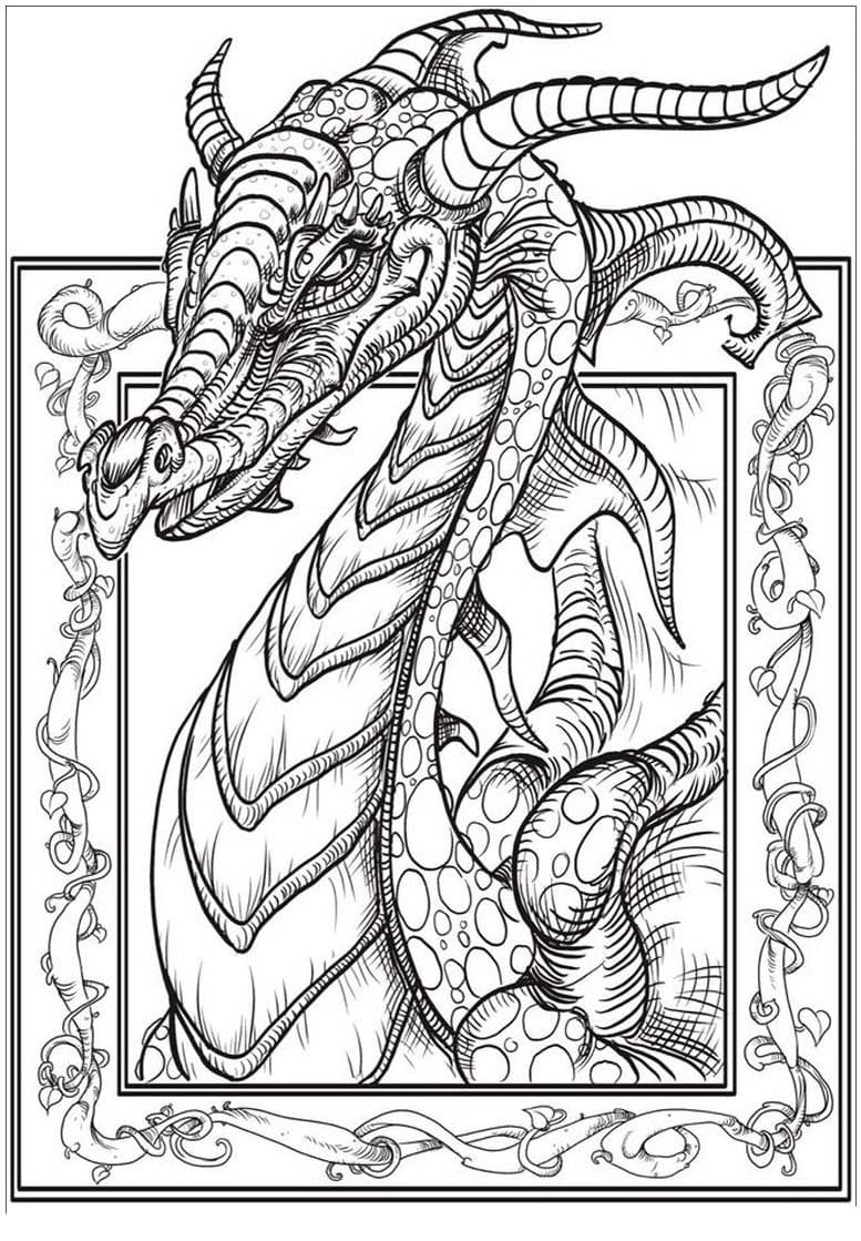 Coloriage Tête de dragon Gratuit