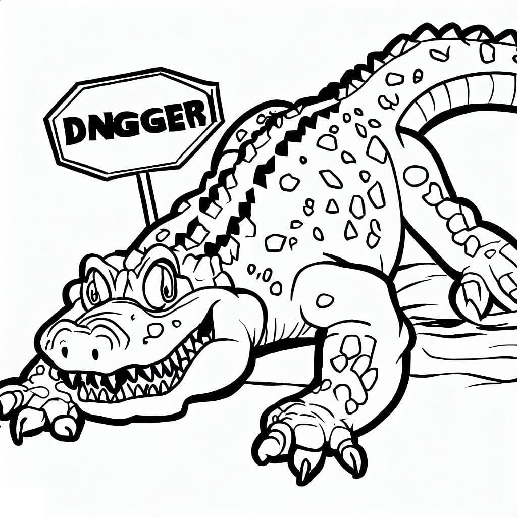 Coloriage Un crocodile dangereux