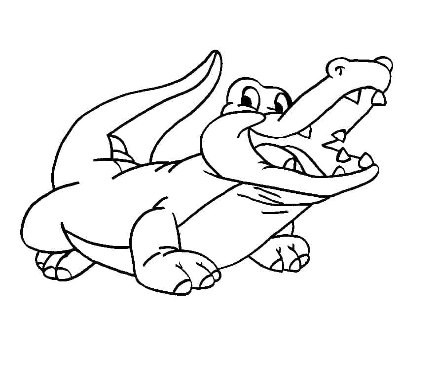 Coloriage Un crocodile heureux