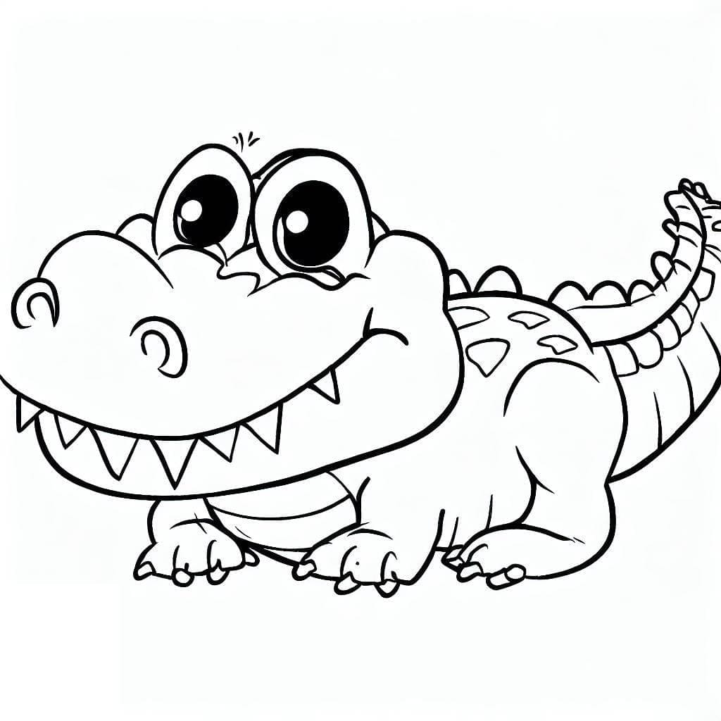 Coloriage Un crocodile mignon