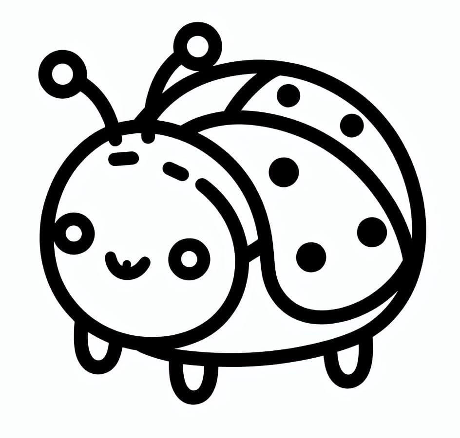 Coloriage Une coccinelle kawaii à imprimer