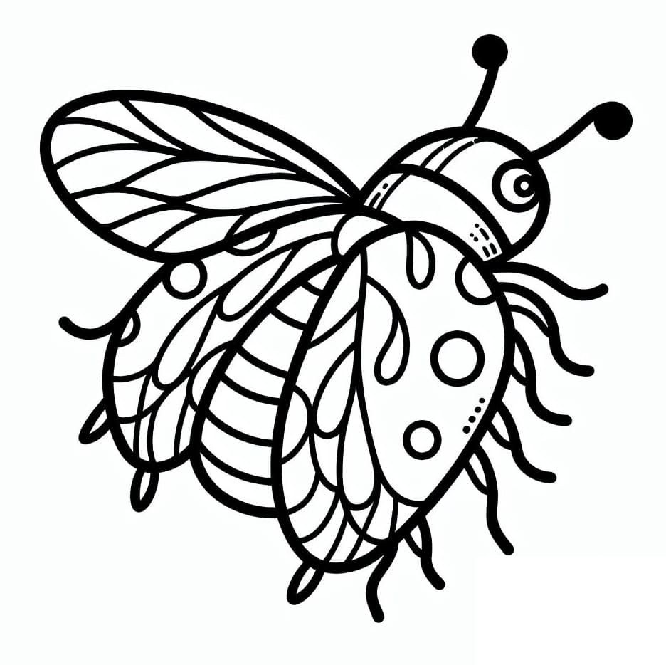 Coloriage Une coccinelle volante à imprimer