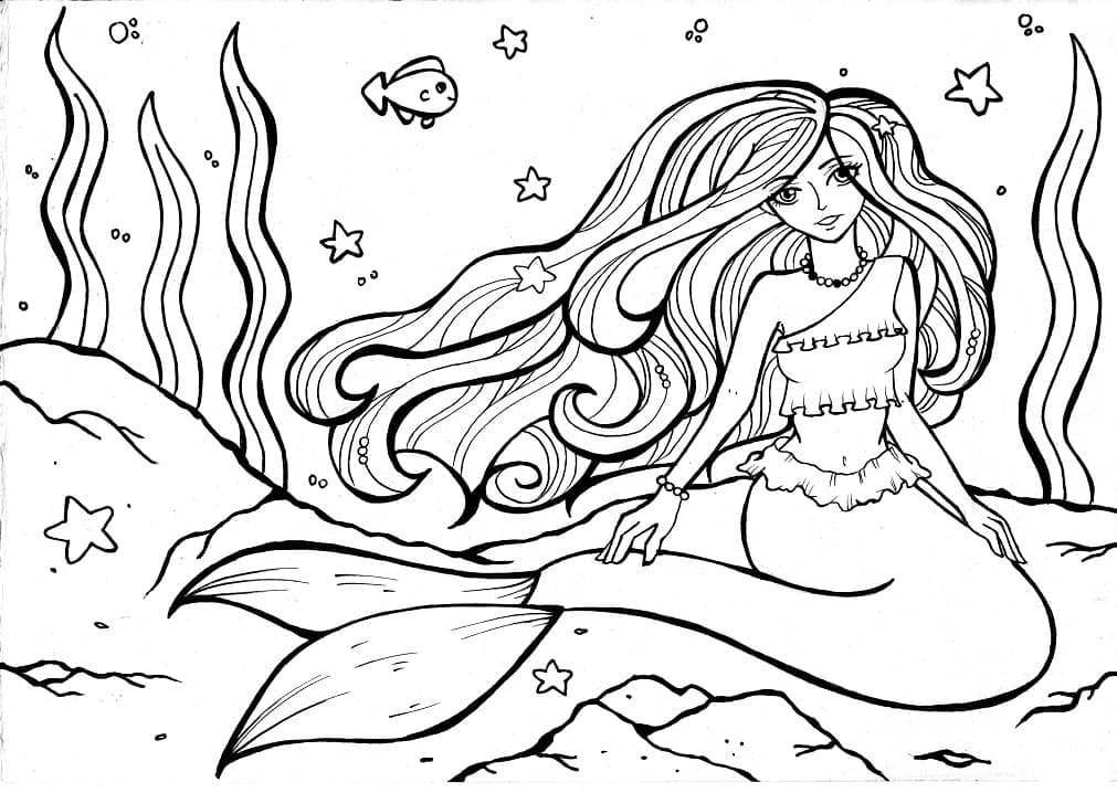 Coloriage Une sirène à imprimer