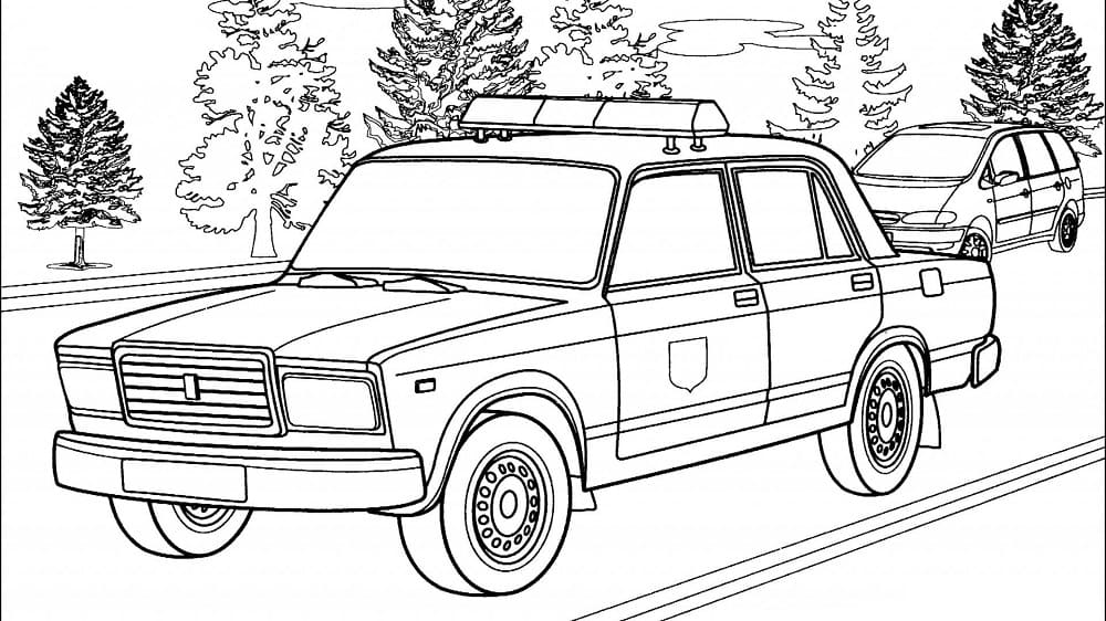 Coloriage Vieille voiture de police