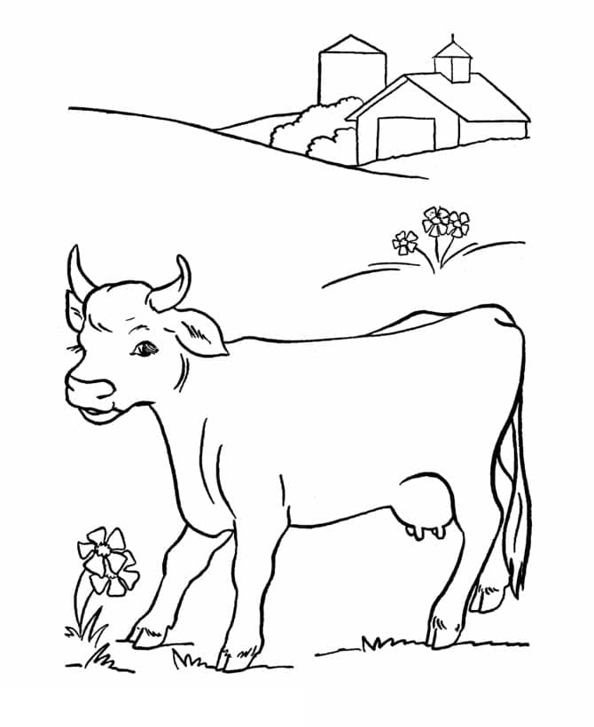 Coloriage Une vache de ferme à imprimer