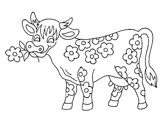 Coloriage Une vache fleurie à imprimer