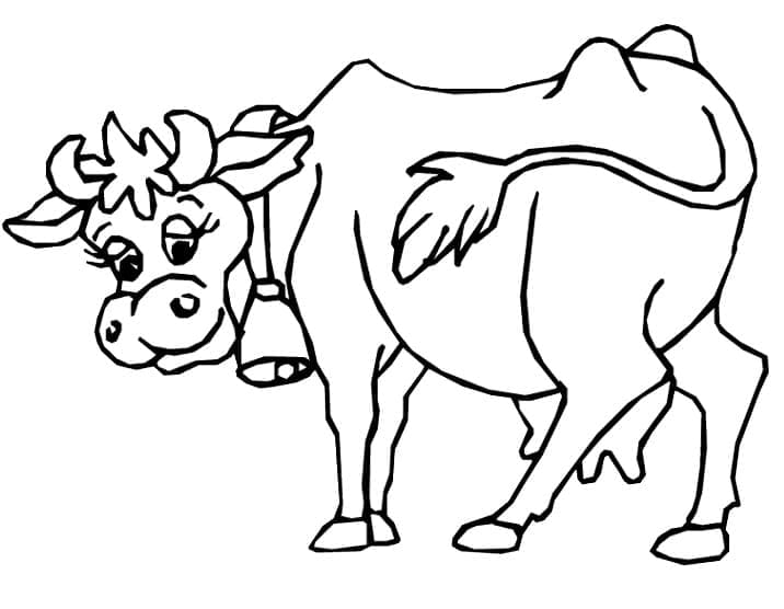 Coloriage Vache avec cloche à imprimer