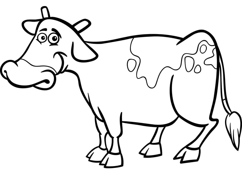 Coloriage Vache de bande dessinée imprimable à imprimer