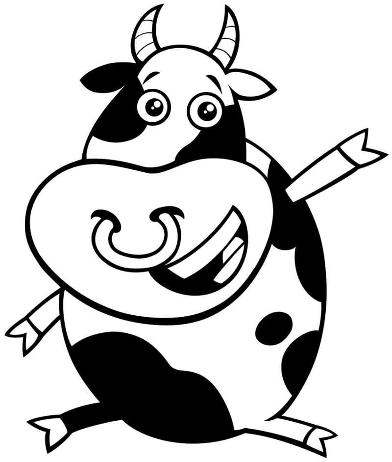 Coloriage Vache de dessin animé à imprimer