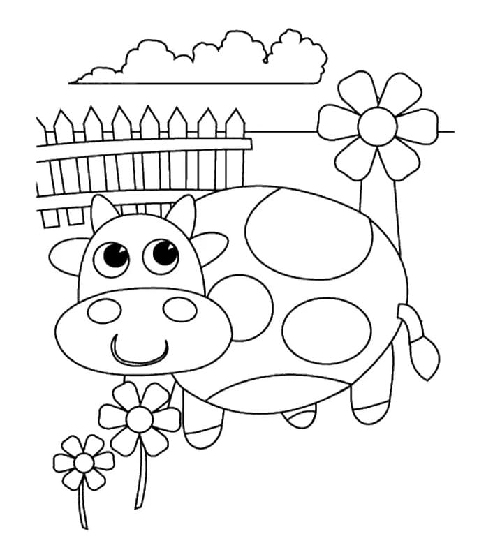 Coloriage Vache mignonne imprimable à imprimer