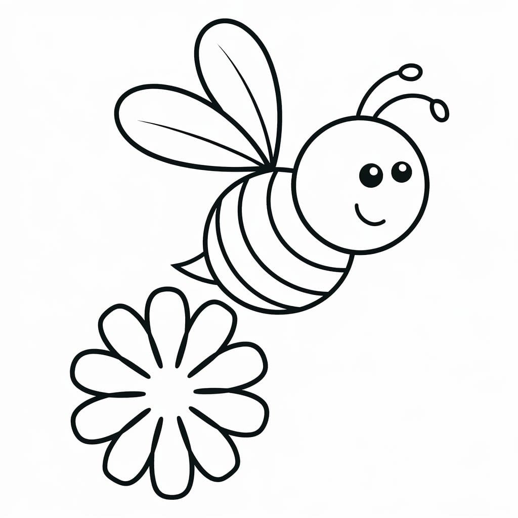 Coloriage Abeille et fleur gratuit