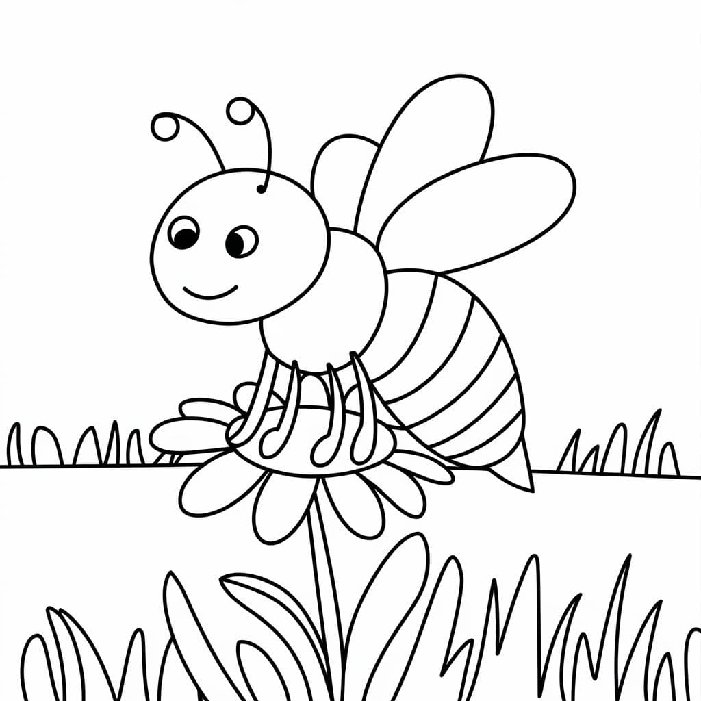 Coloriage Abeille très mignonne