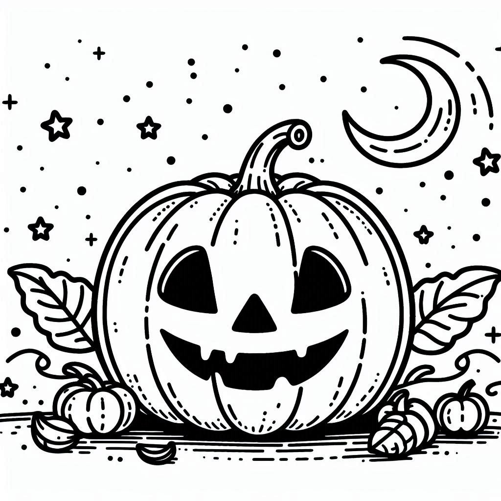 Coloriage Citrouille Halloween souriant effrayant