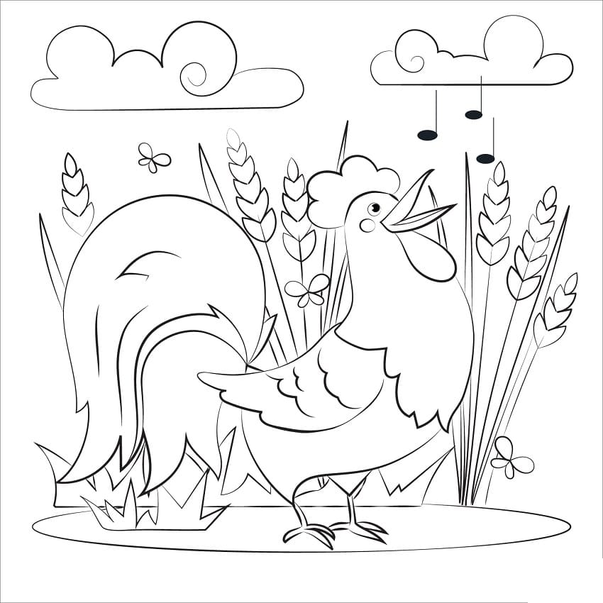 Coloriage Coq imprimable gratuitement à imprimer