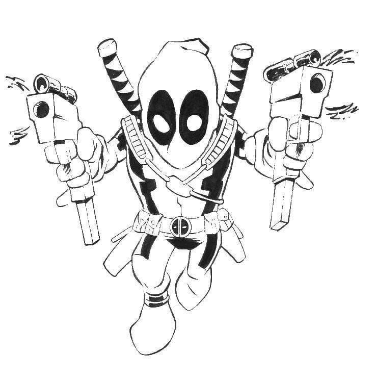 Coloriage Deadpool drôle à imprimer