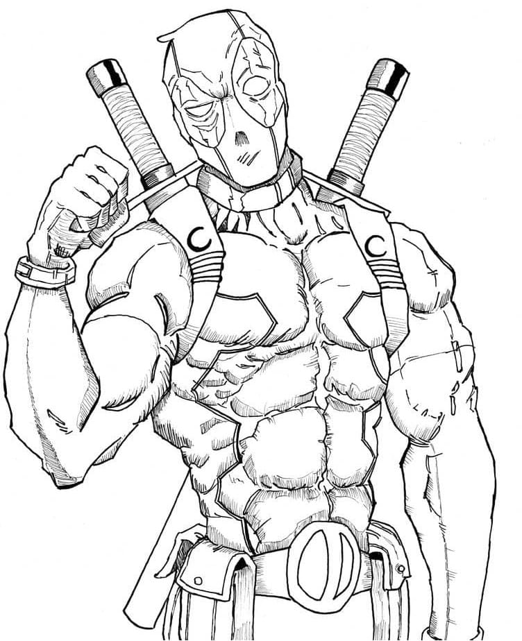 Coloriage Deadpool, le personnage de Marvel