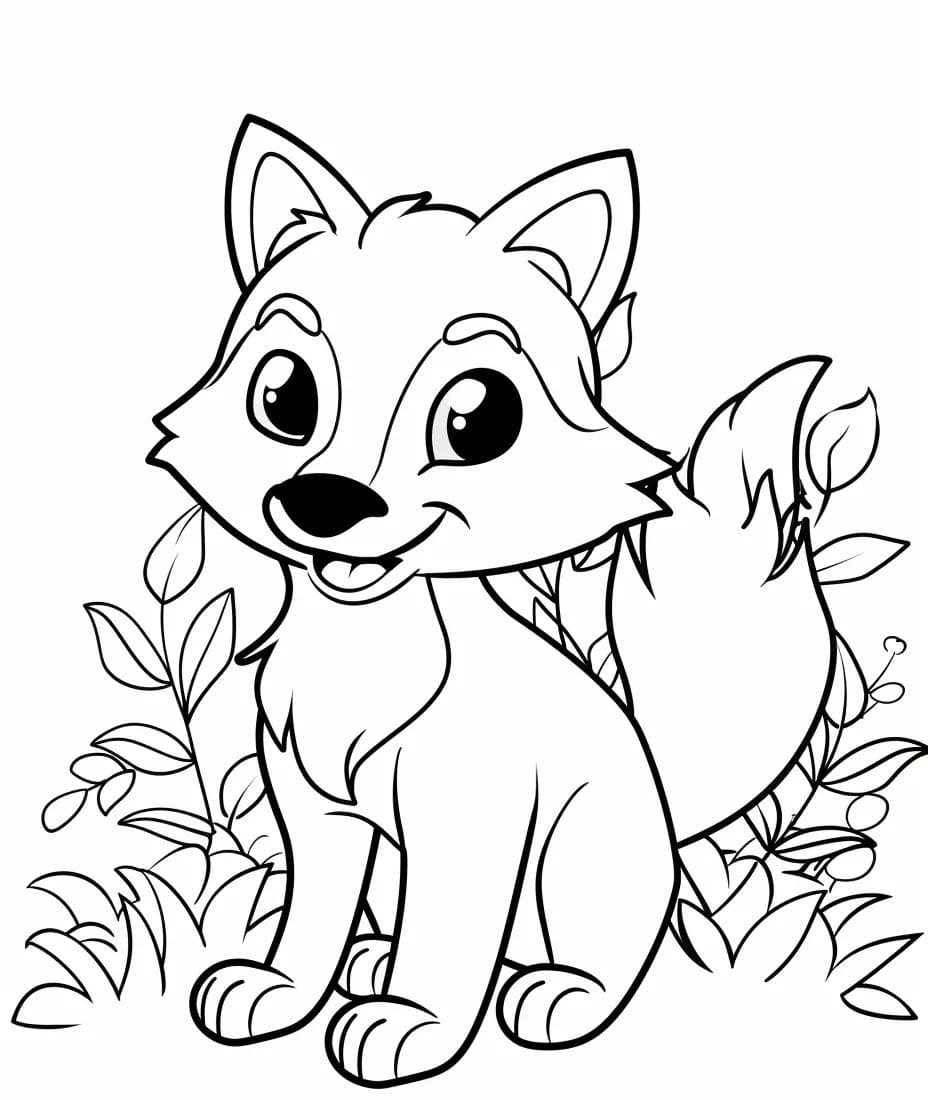 Coloriage Dessine renard souriant