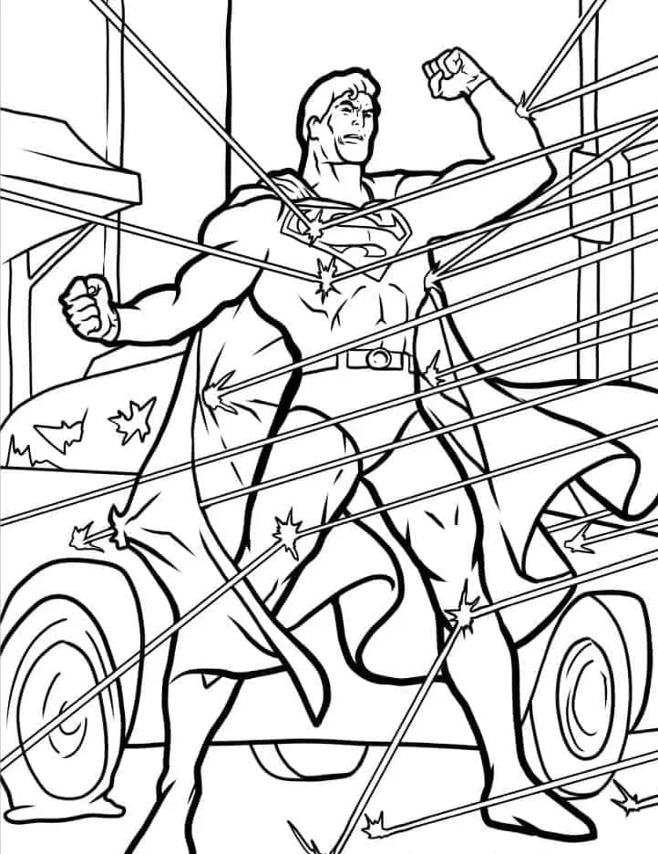 Coloriage Dessine Superman touché par des balles