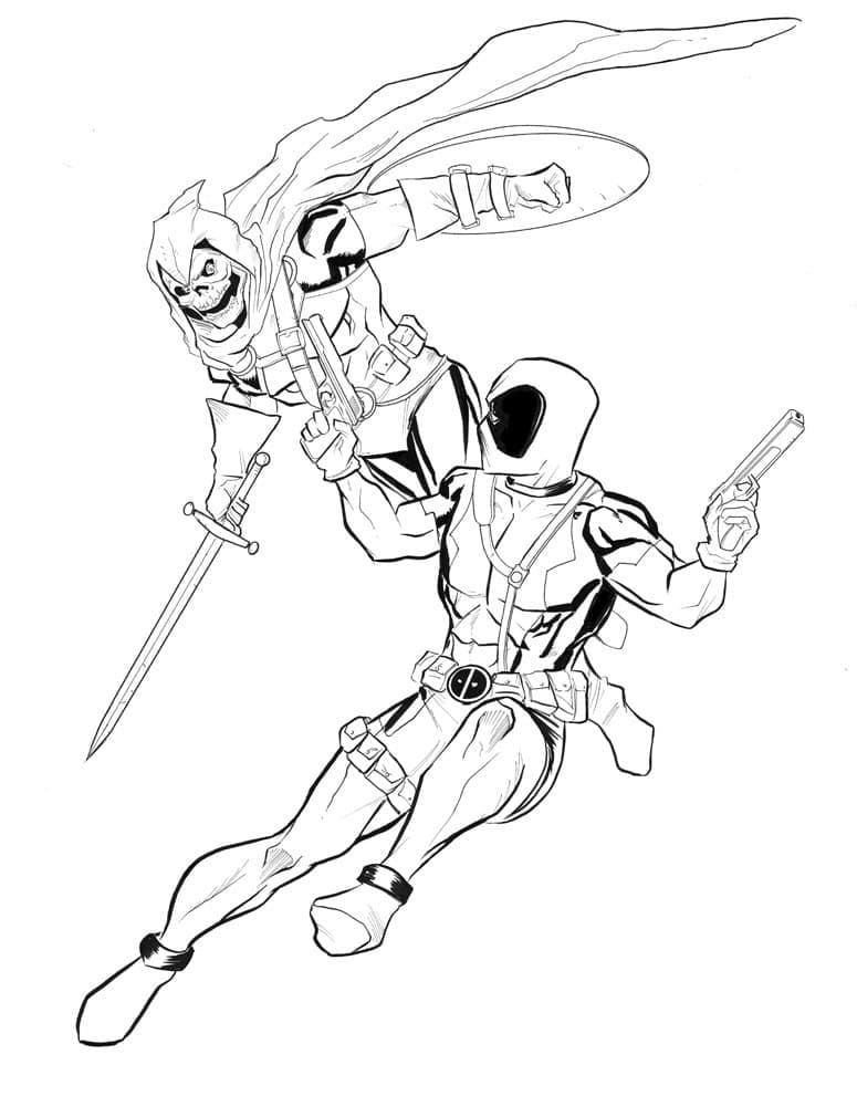 Coloriage Dessine Taskmaster et Deadpool